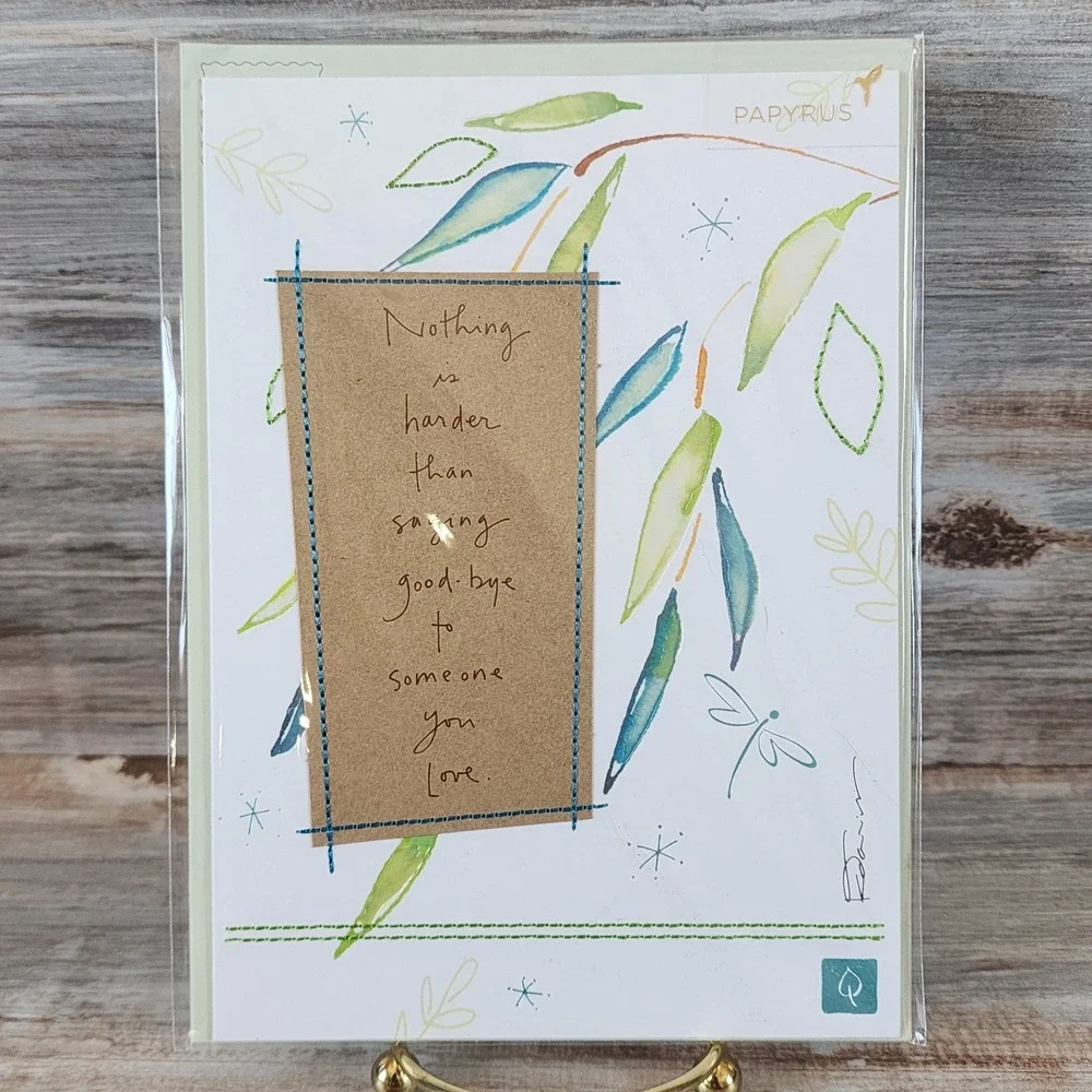 Papyrus Kathy Davis Sympathy Card Nothing Is Harder Than Saying Goodbye Stitched